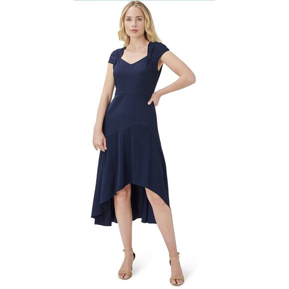 ADRIANNA PAPELL Womens Cap Sleeve Sweetheart Neckline Midi Party Hi-Lo Dress 14 - Picture 1 of 10
